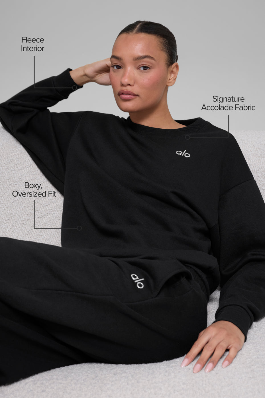 Alo Yoga Accolade Set — Crewneck Pullover + Straight Leg Sweatpant